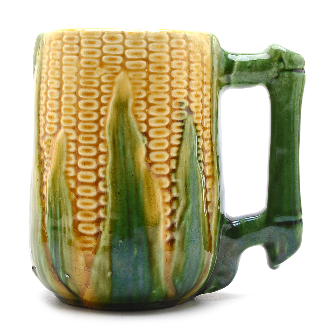 Brush McCoy Pottery Majolica Corn Pitcher with Mugs