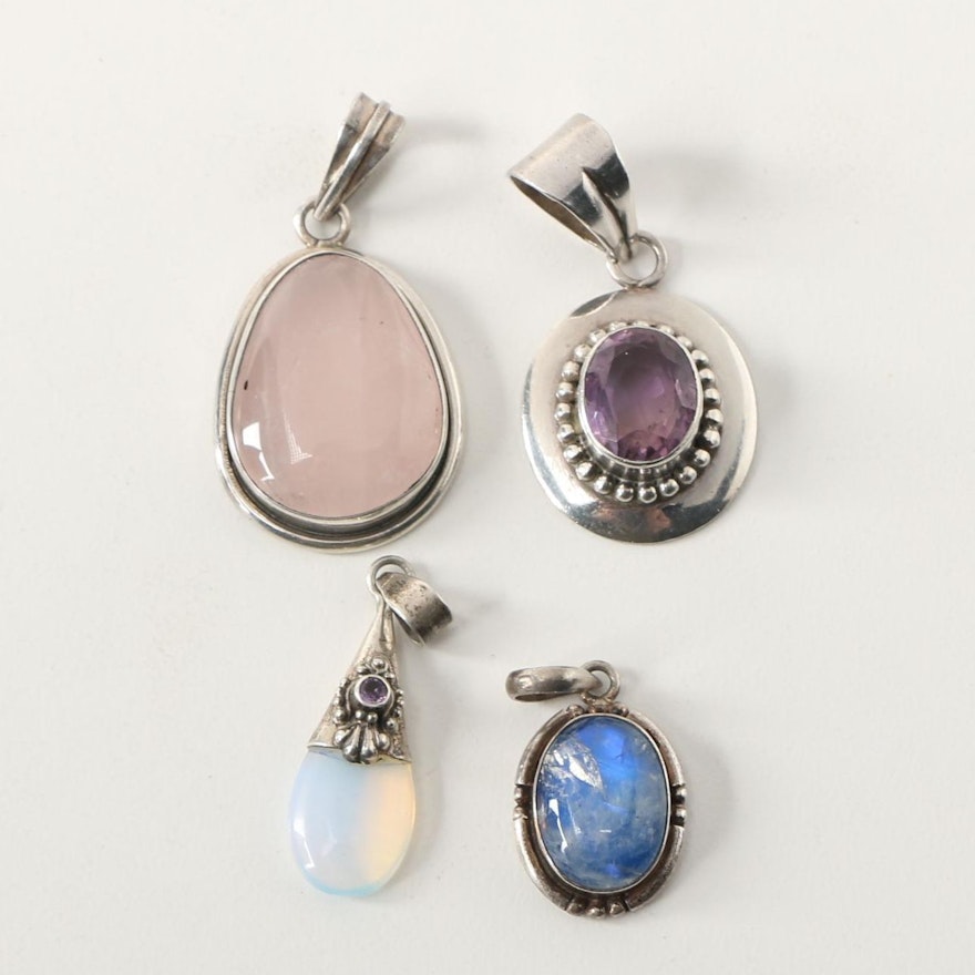 Assorted Sterling Silver and Gemstone Pendants