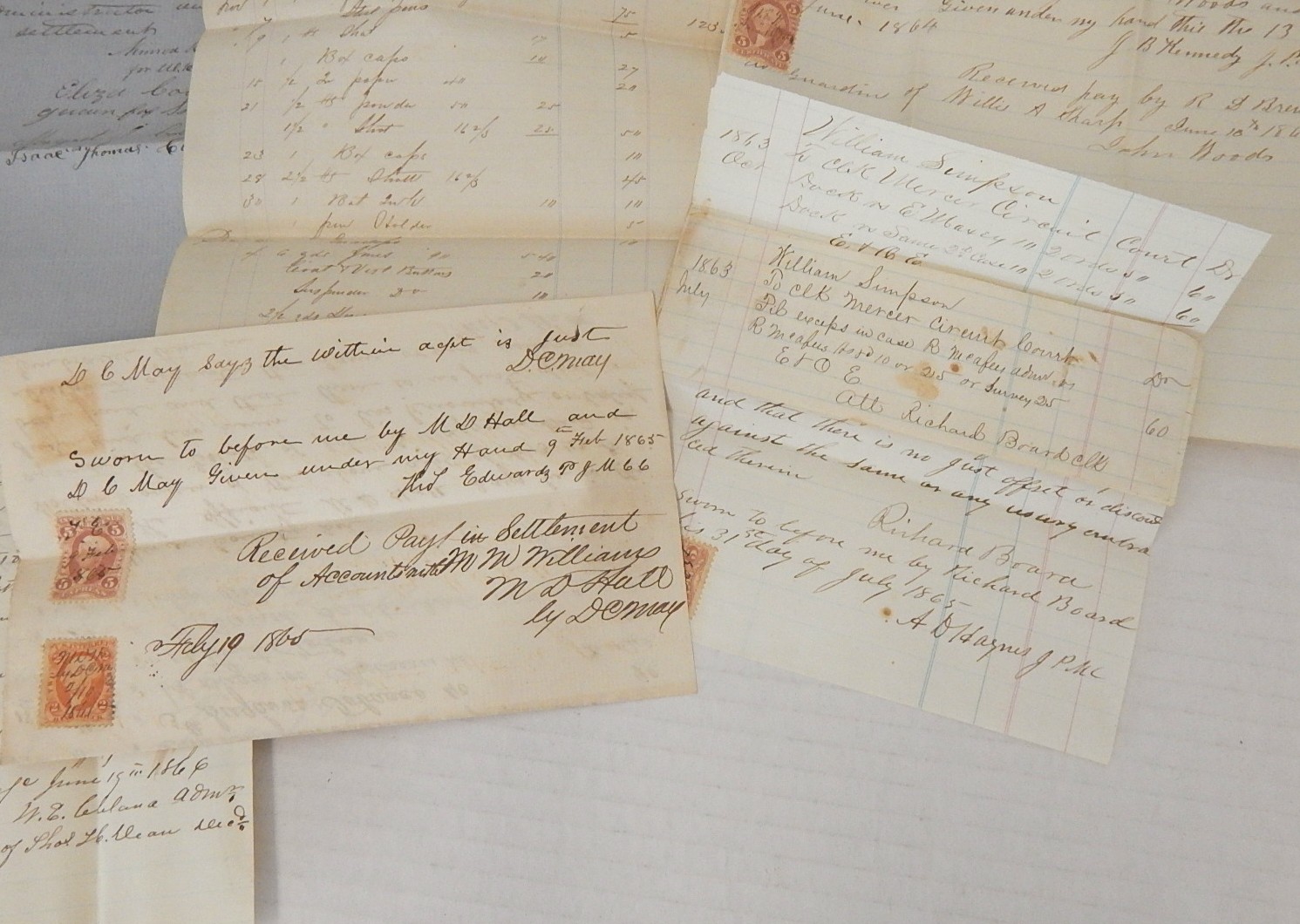 1800s Ephemera from Mercer County, Harrodsburg, Kentucky