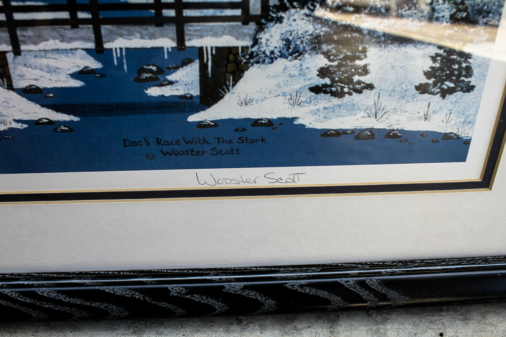 Jane Wooster Scott Limited Edition Offset Lithograph "Doc's Race With the Stork"