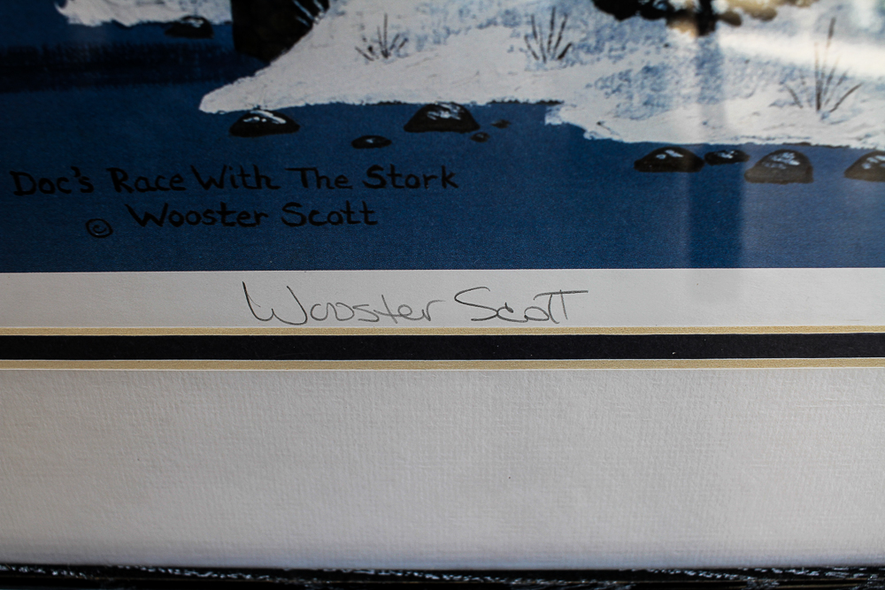 Jane Wooster Scott Limited Edition Offset Lithograph "Doc's Race With the Stork"