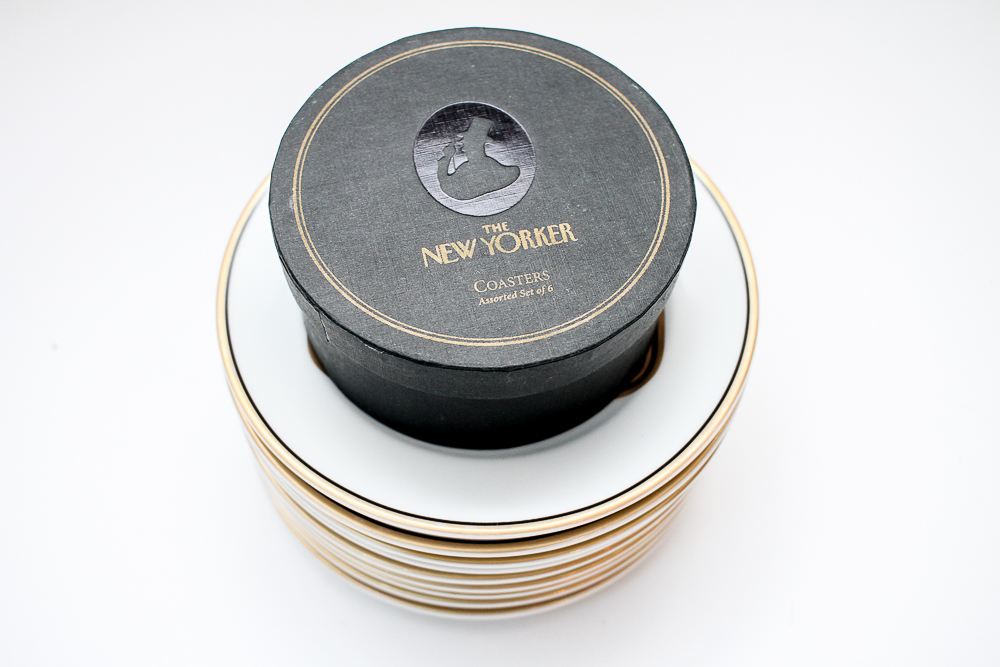 Williams-Sonoma "Vins de Champagne" Plates and "New Yorker" Wine Cartoon Coasters