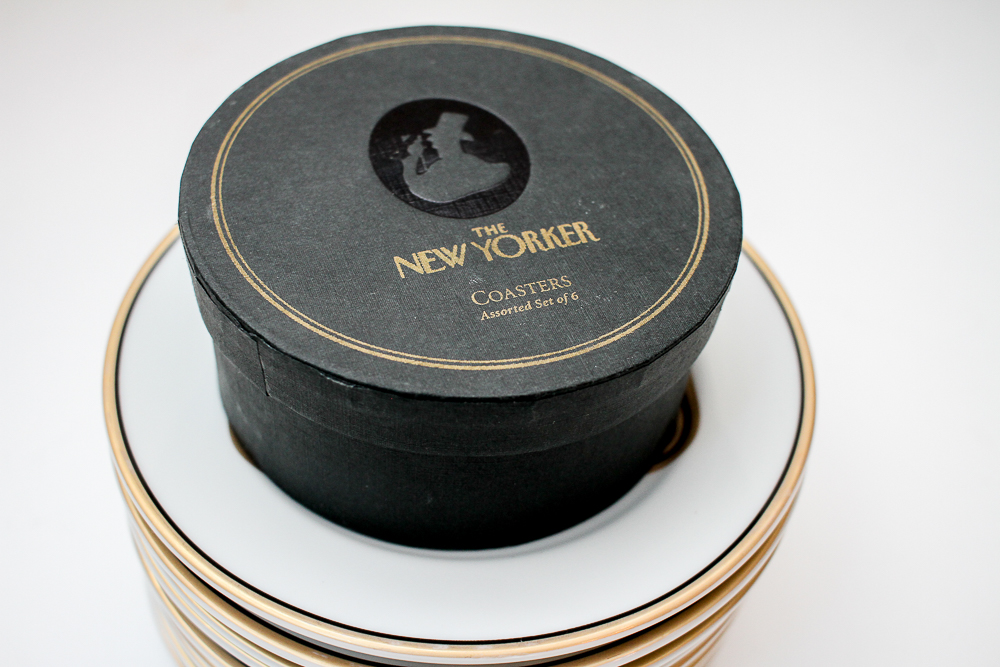 Williams-Sonoma "Vins de Champagne" Plates and "New Yorker" Wine Cartoon Coasters