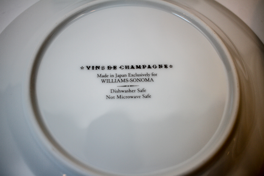 Williams-Sonoma "Vins de Champagne" Plates and "New Yorker" Wine Cartoon Coasters