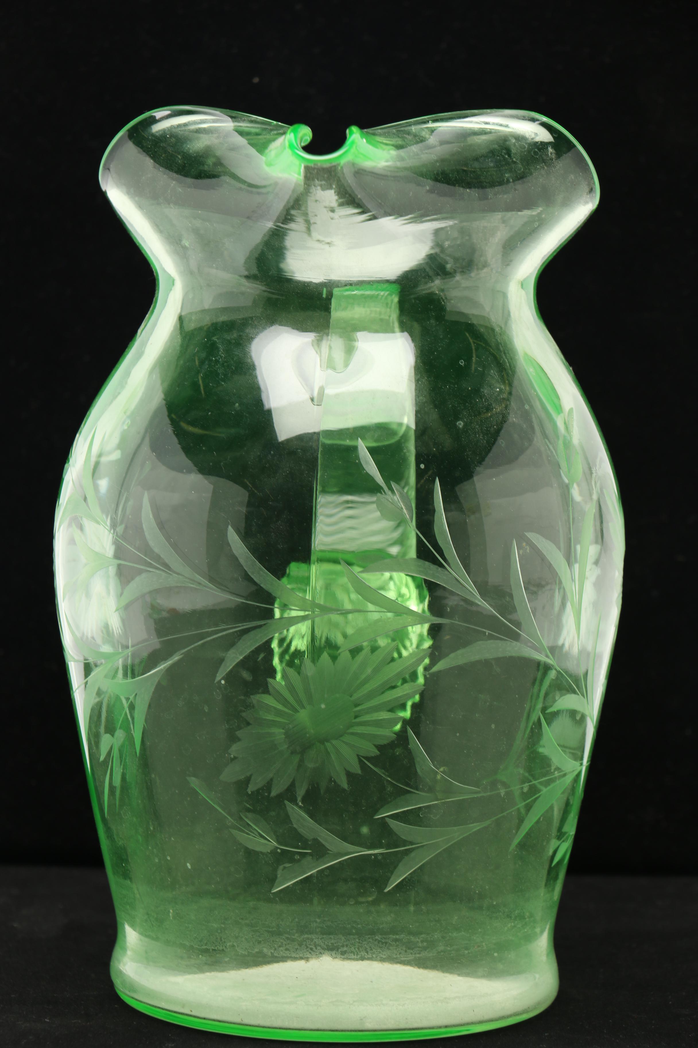 Vaseline Glass Pitcher & Glasses