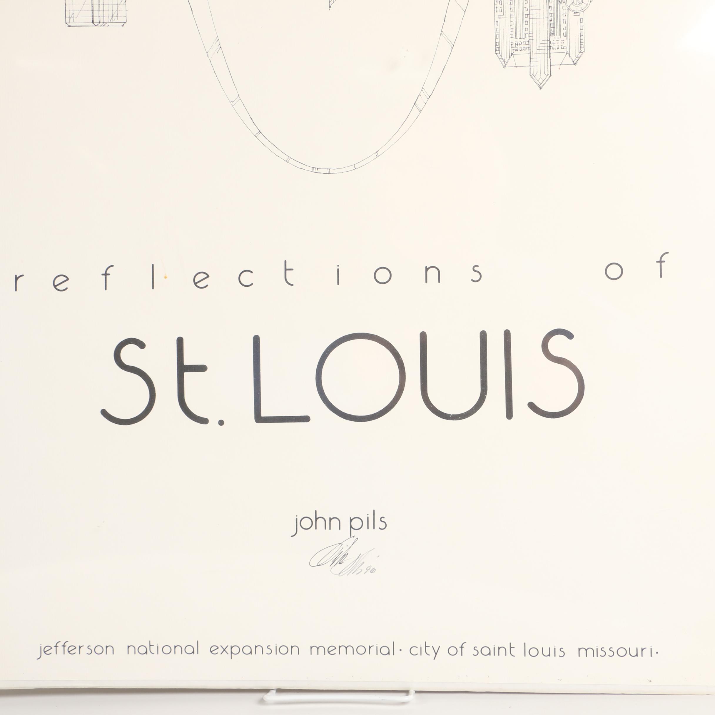 1996 John Pils Hand Colored Lithographs "Reflections of St. Louis"