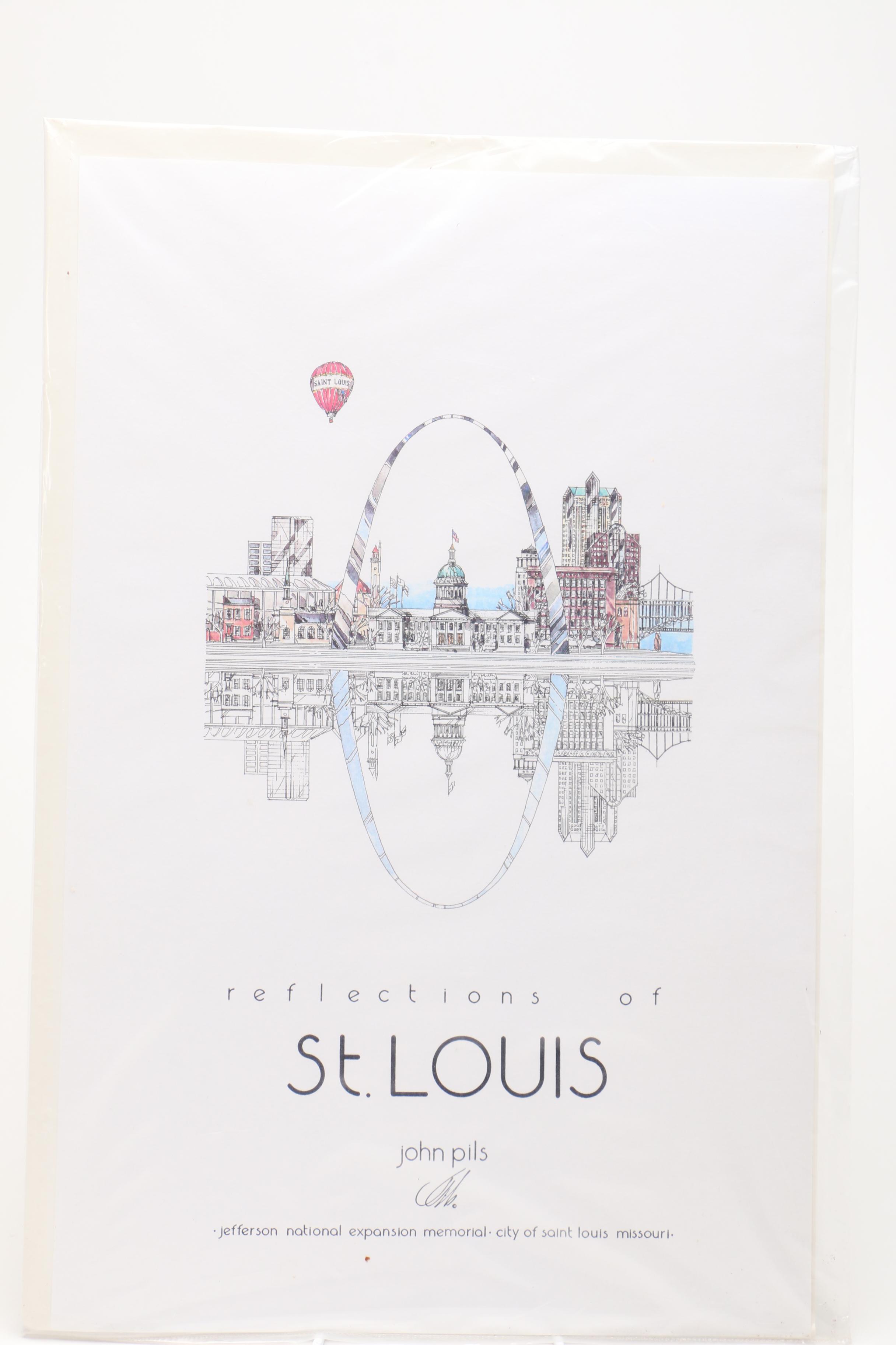 1996 John Pils Hand Colored Lithographs "Reflections of St. Louis"