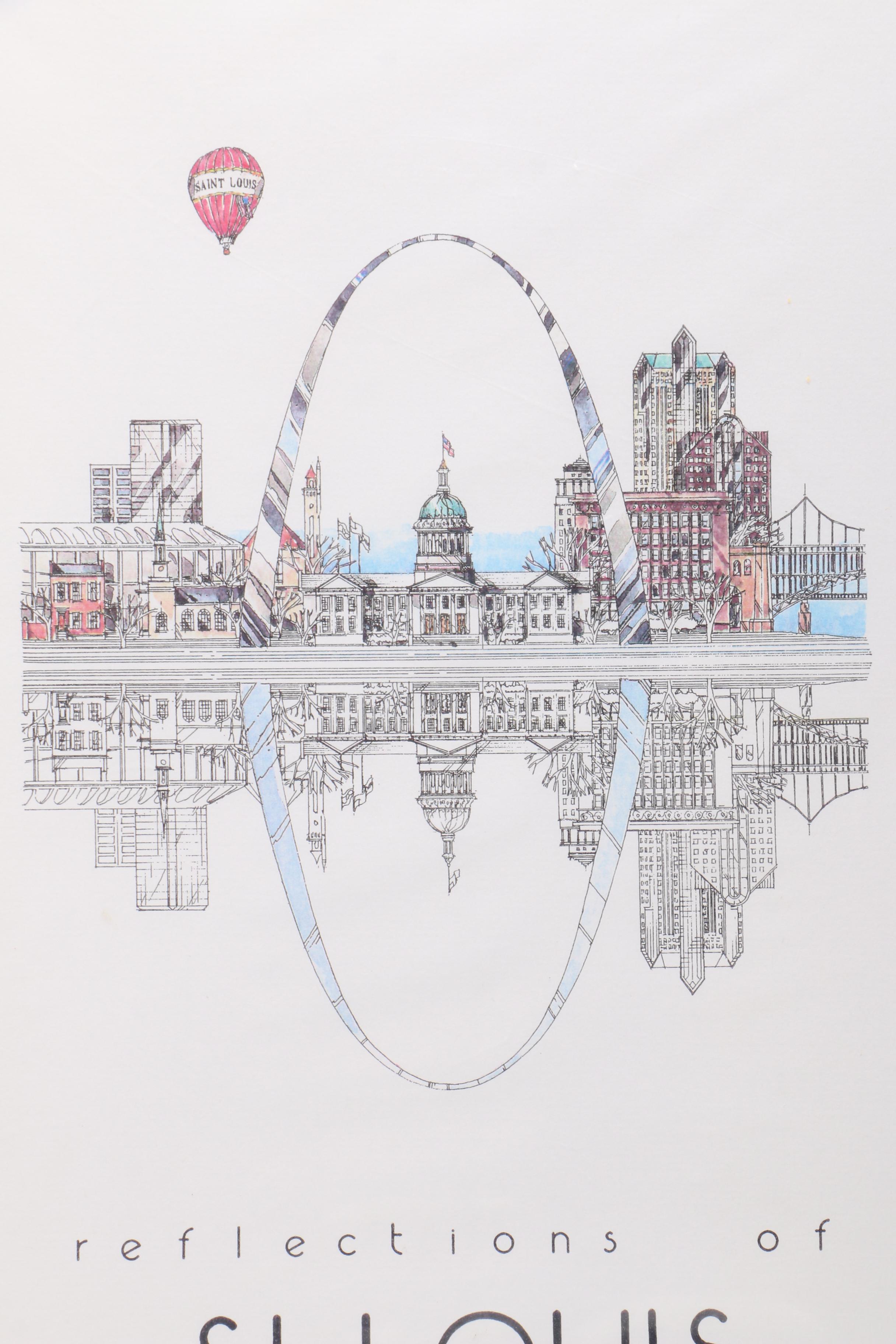 1996 John Pils Hand Colored Lithographs "Reflections of St. Louis"