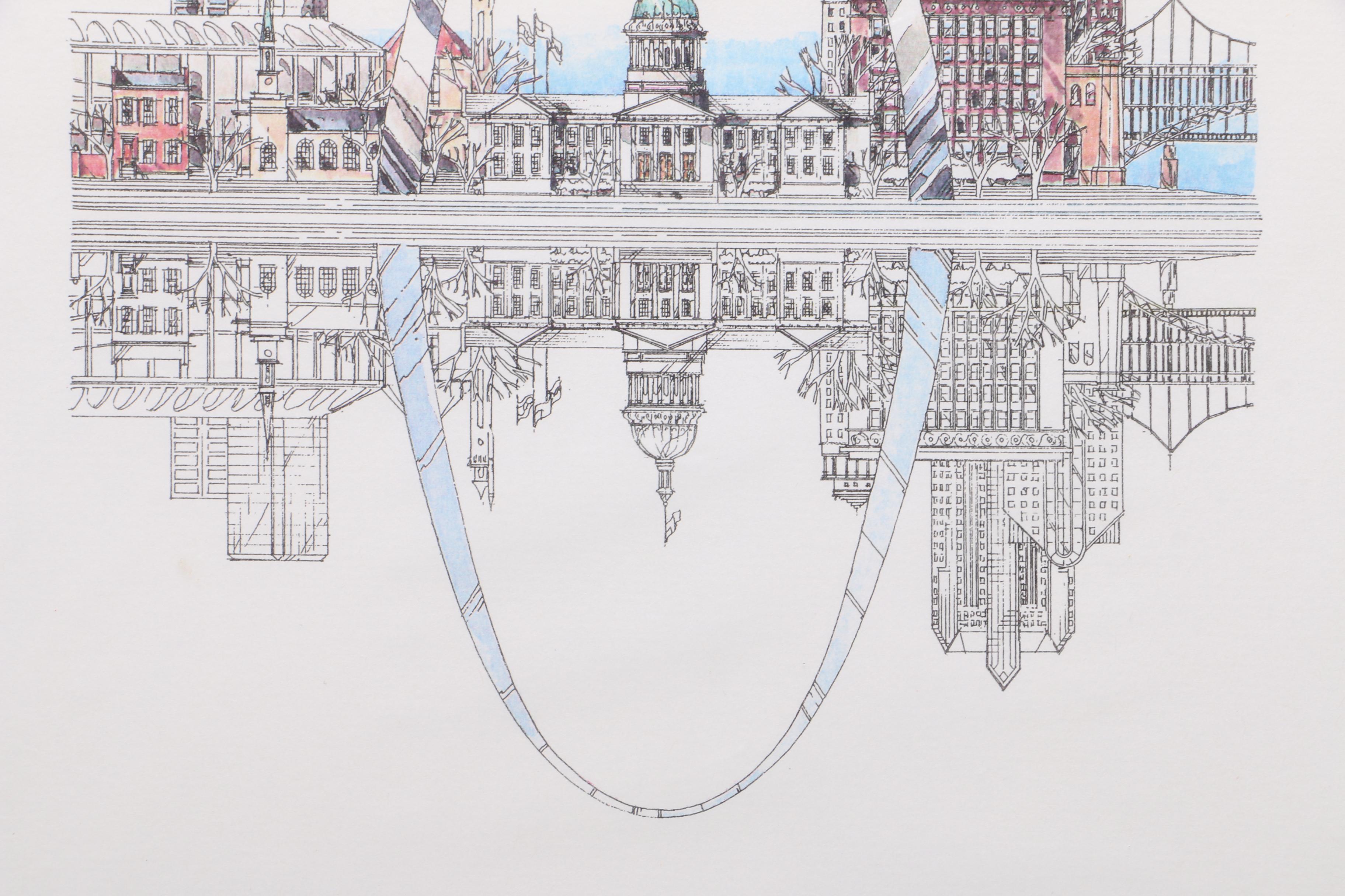 1996 John Pils Hand Colored Lithographs "Reflections of St. Louis"