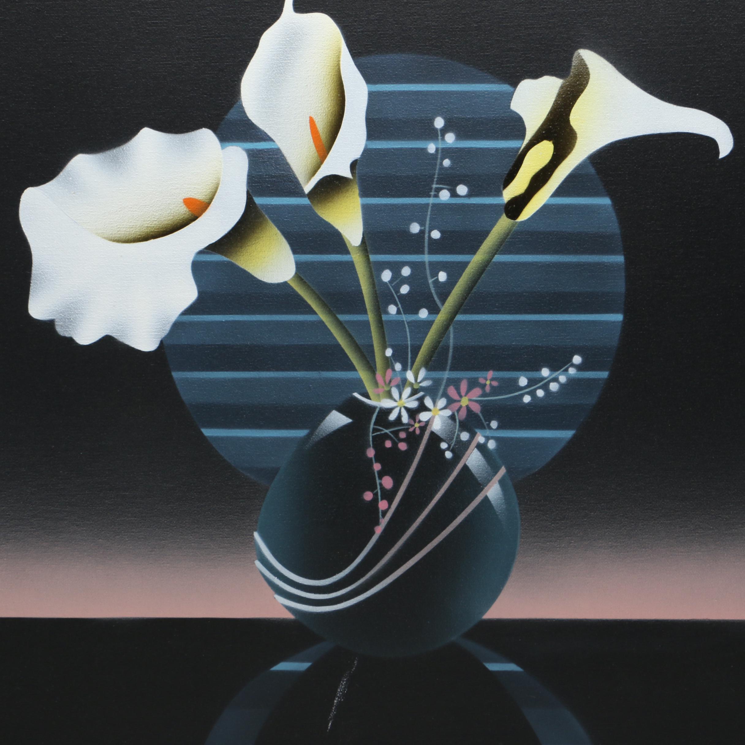 Fratelli Oil Painting on Canvas of Art Deco Lilly Still LIfe