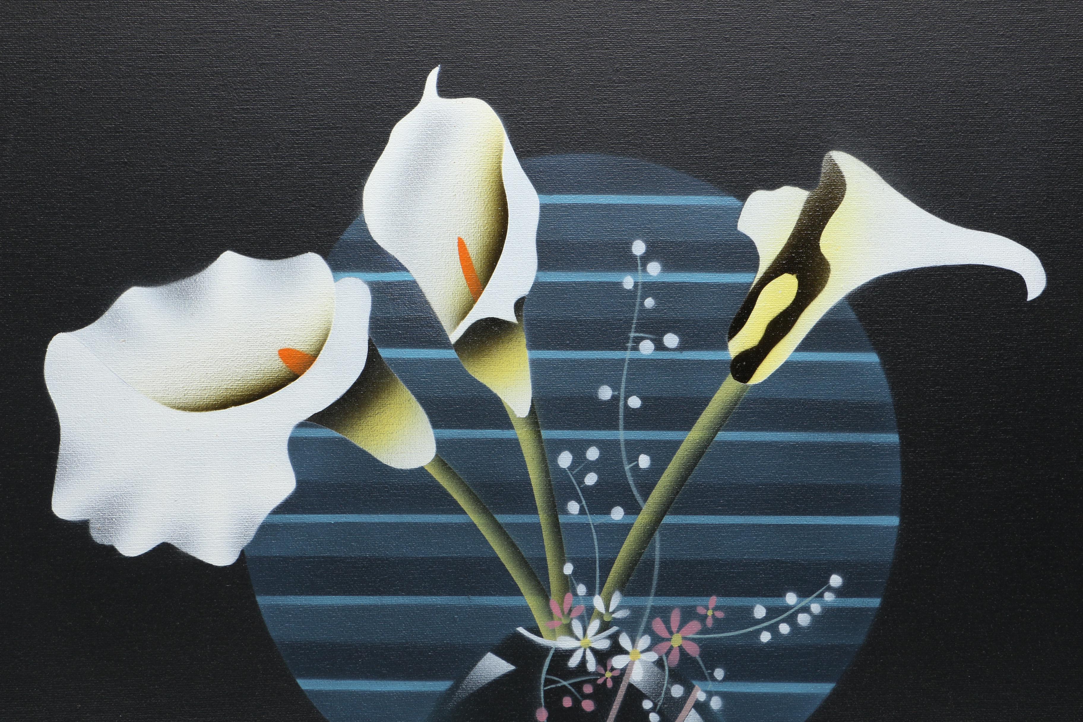 Fratelli Oil Painting on Canvas of Art Deco Lilly Still LIfe