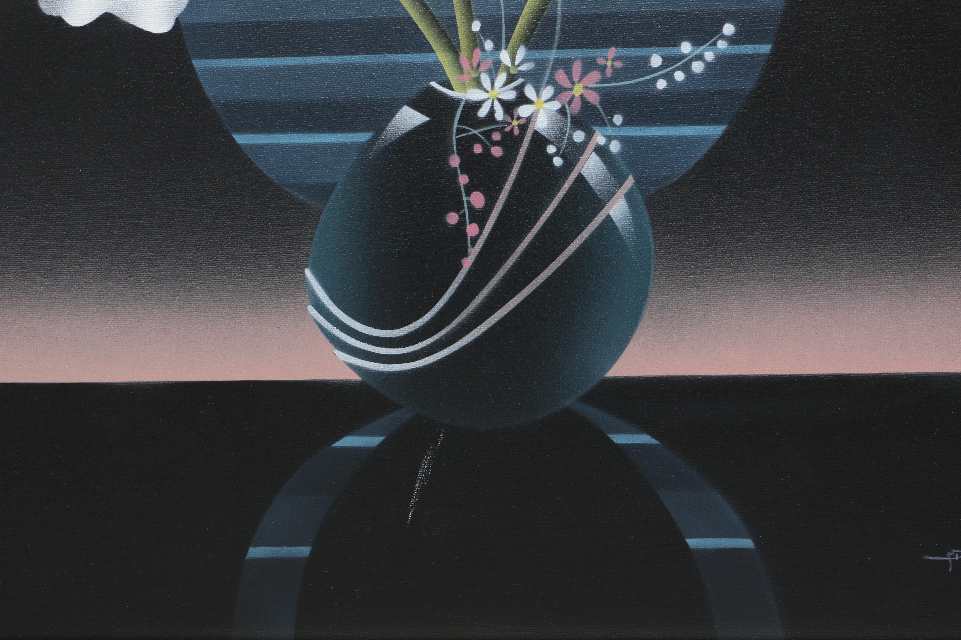 Fratelli Oil Painting on Canvas of Art Deco Lilly Still LIfe