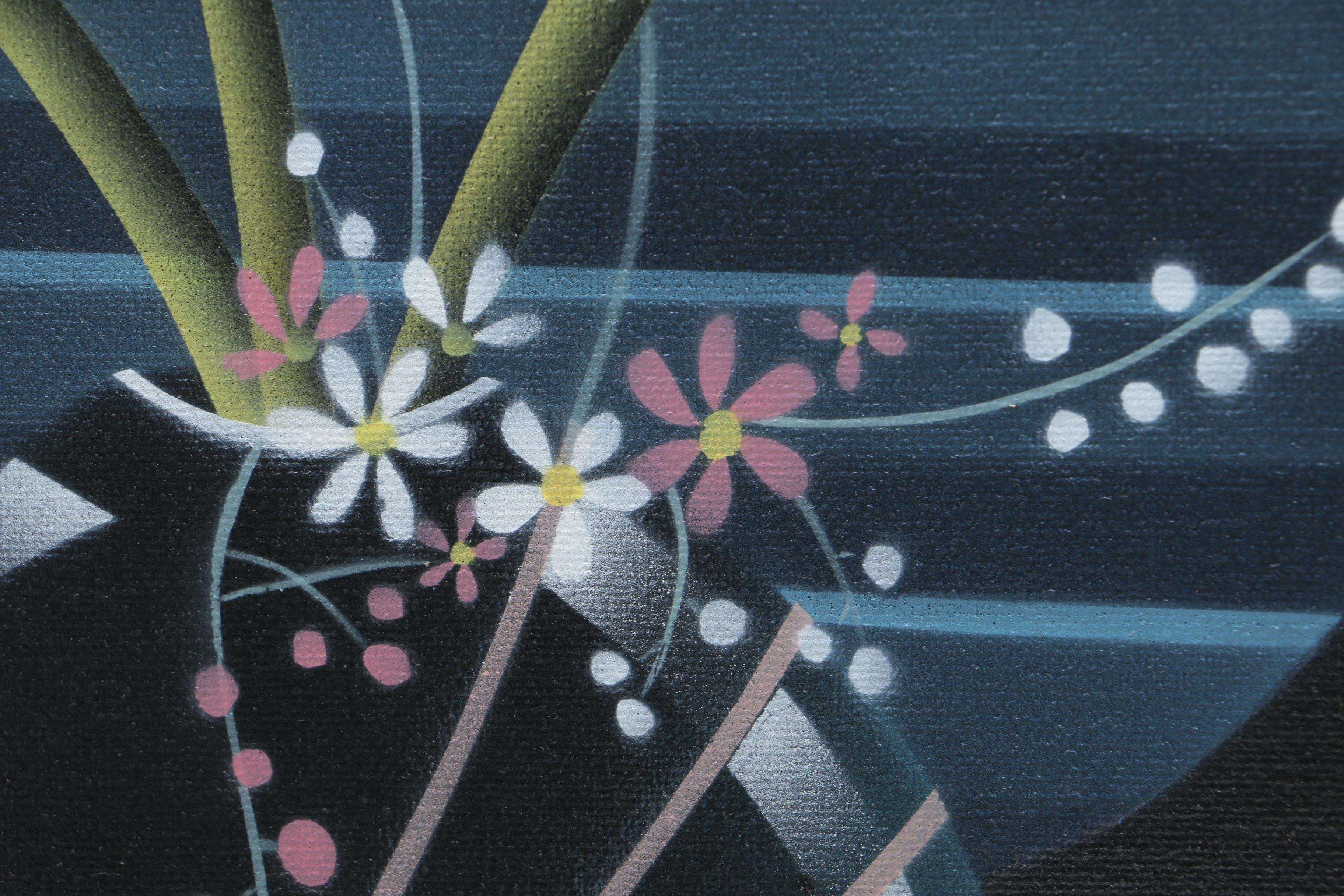 Fratelli Oil Painting on Canvas of Art Deco Lilly Still LIfe