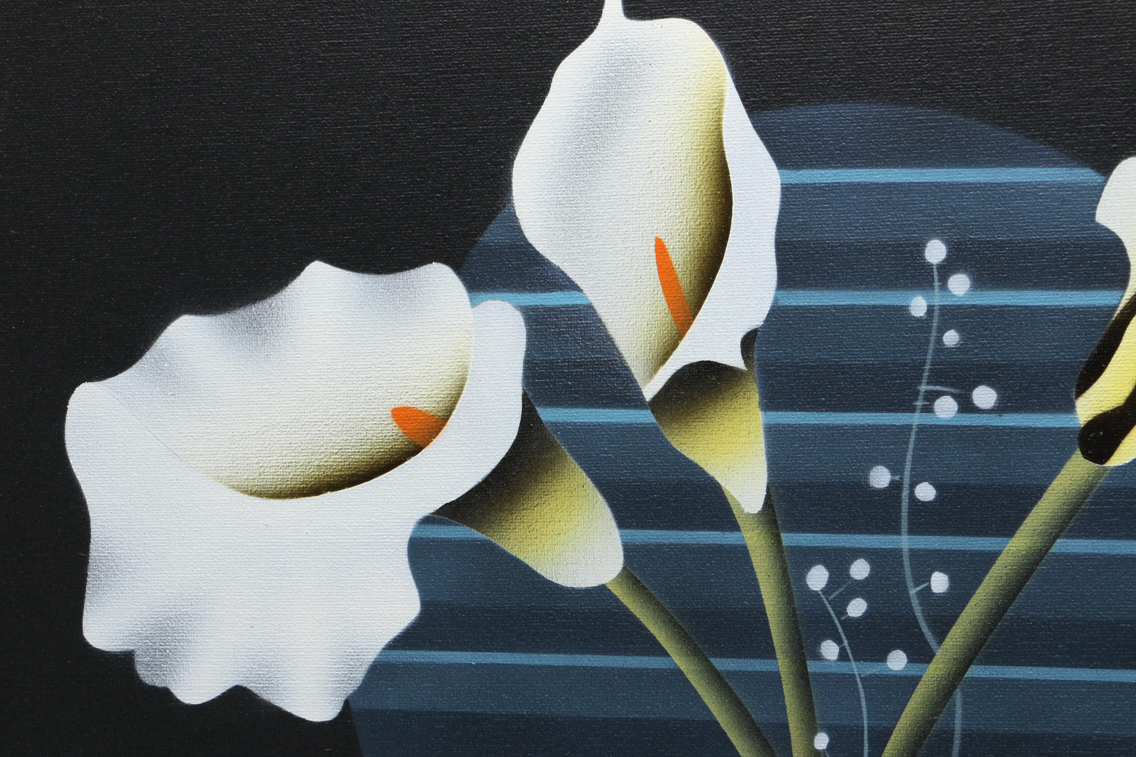 Fratelli Oil Painting on Canvas of Art Deco Lilly Still LIfe