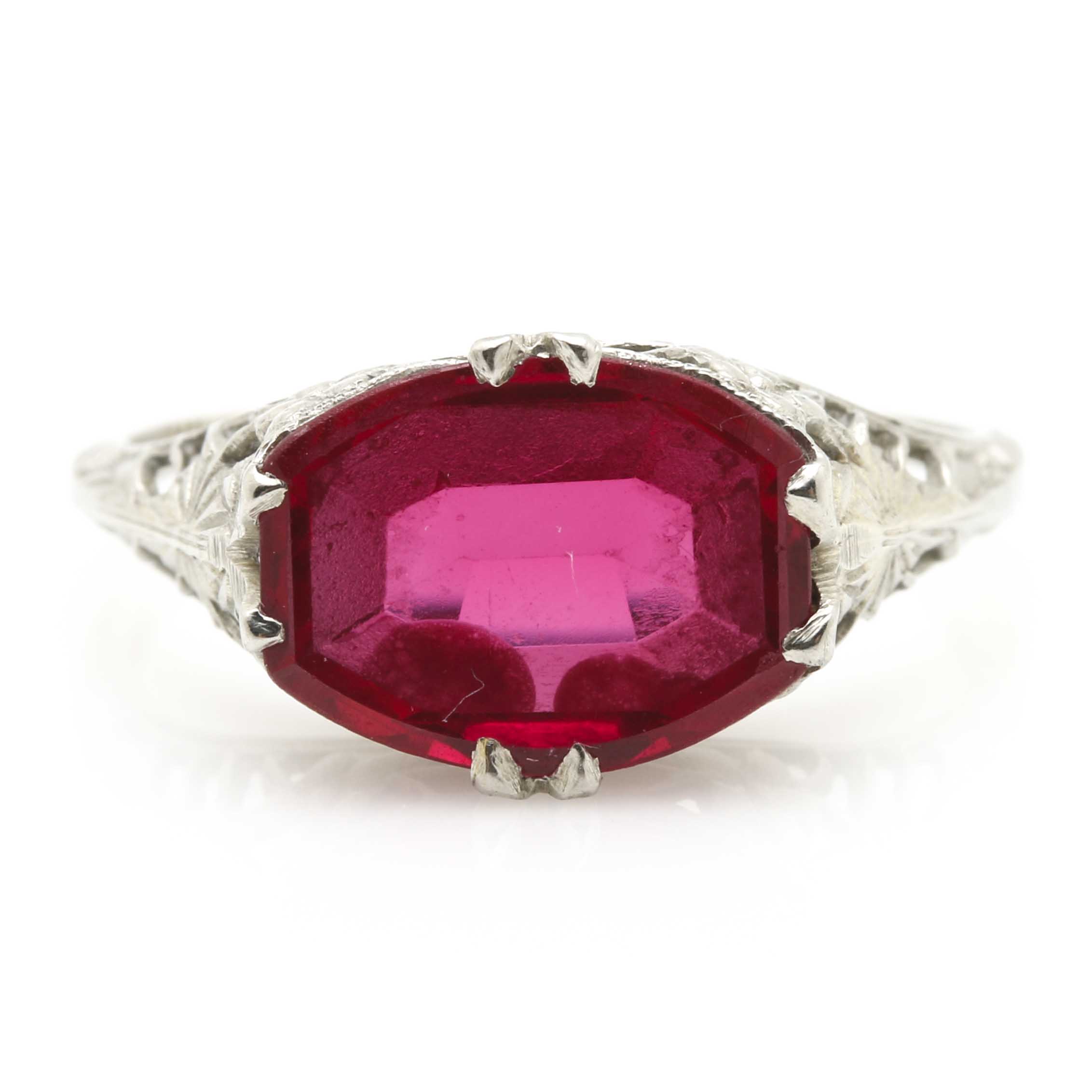 10K White Gold Ruby Ring
