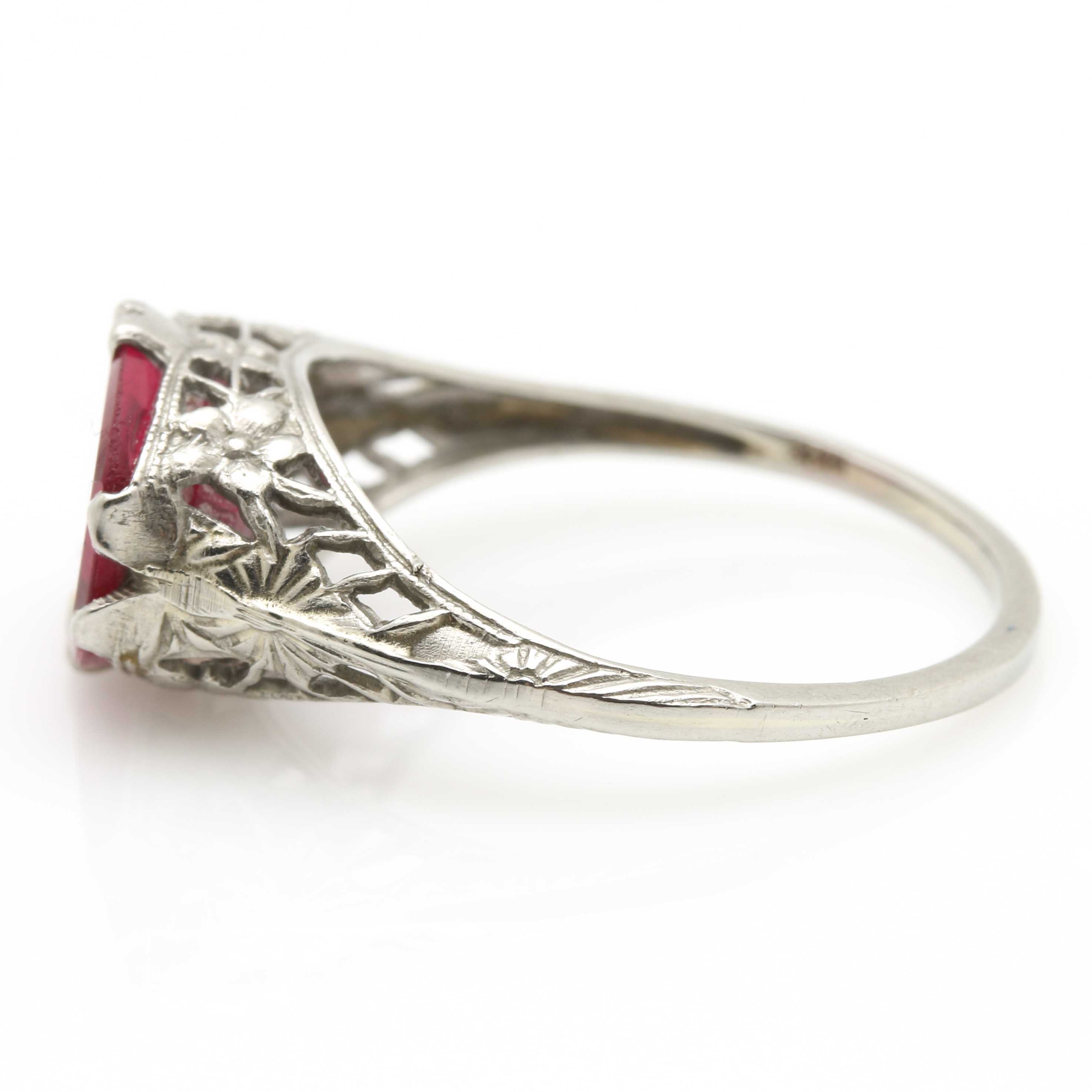 10K White Gold Ruby Ring