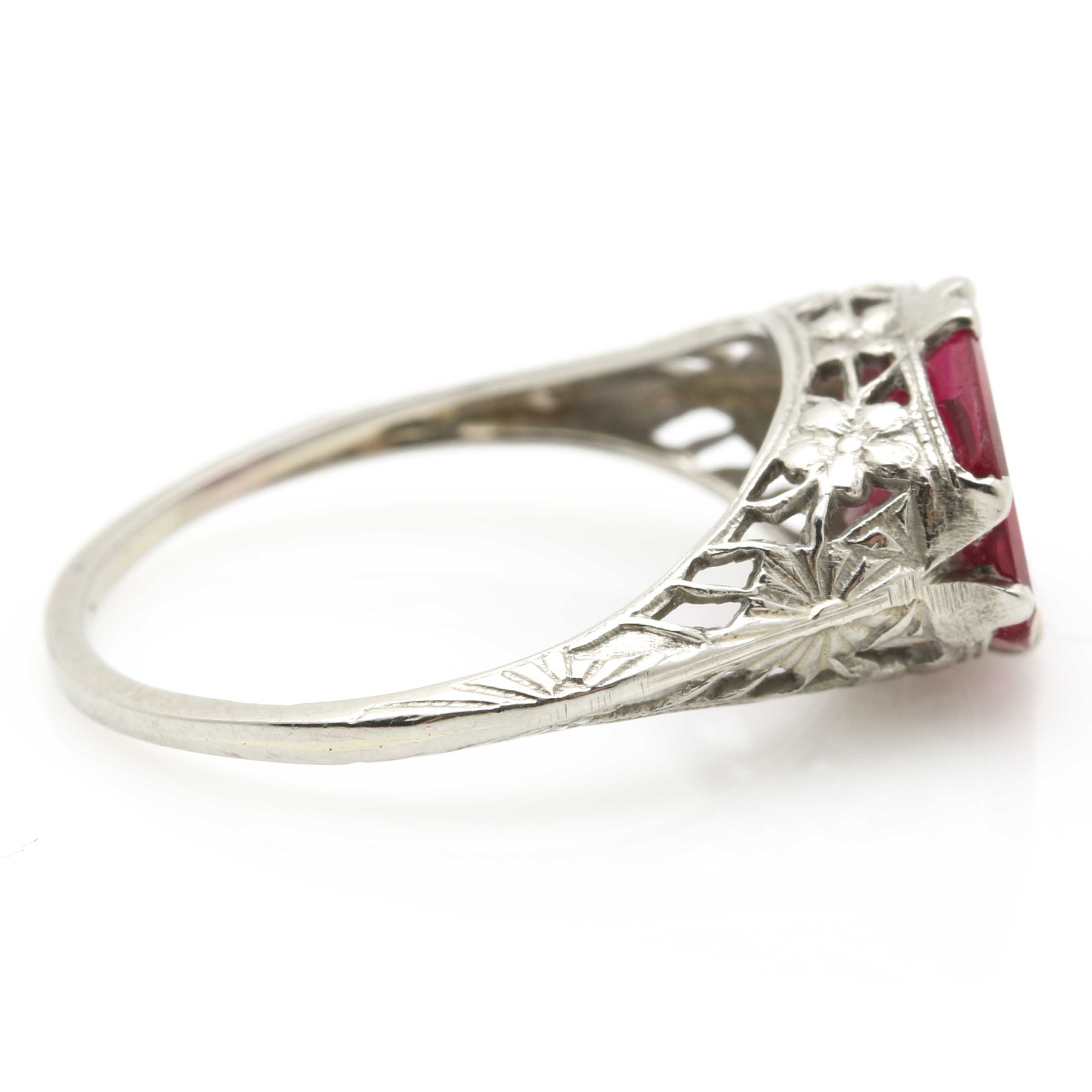 10K White Gold Ruby Ring