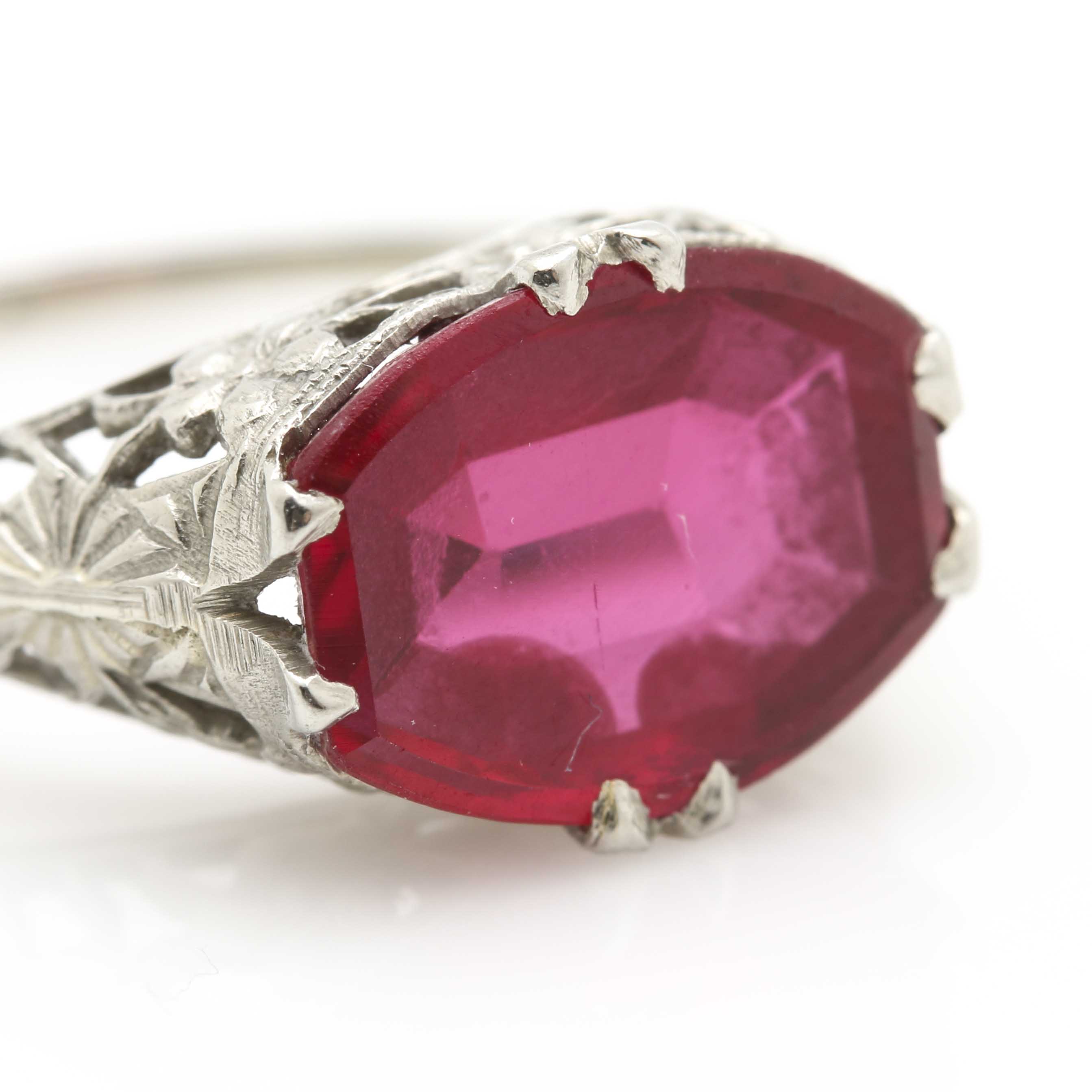 10K White Gold Ruby Ring