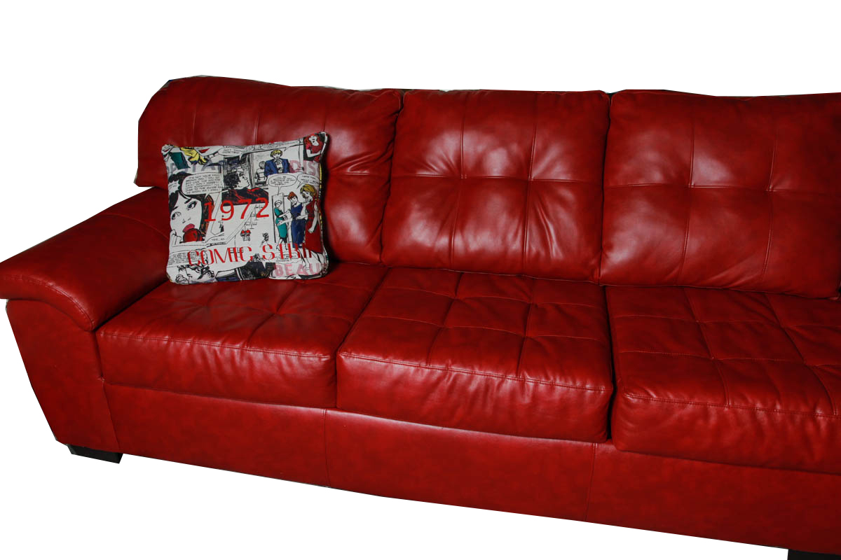 Contemporary Red Faux-Leather Sectional Sleeper Sofa