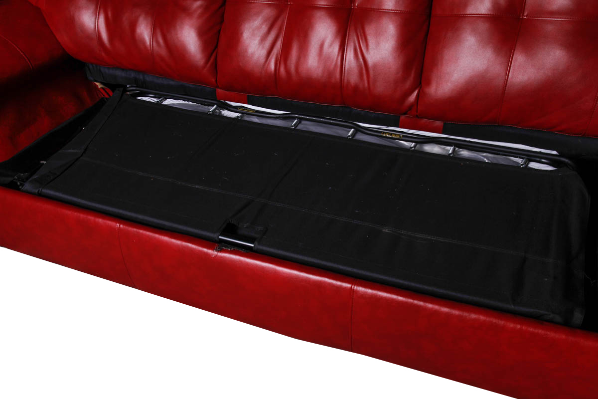 Contemporary Red Faux-Leather Sectional Sleeper Sofa