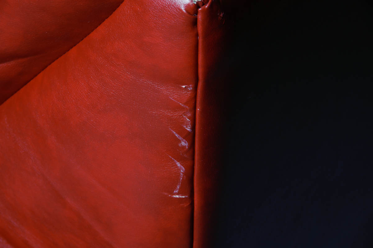 Contemporary Red Faux-Leather Sectional Sleeper Sofa