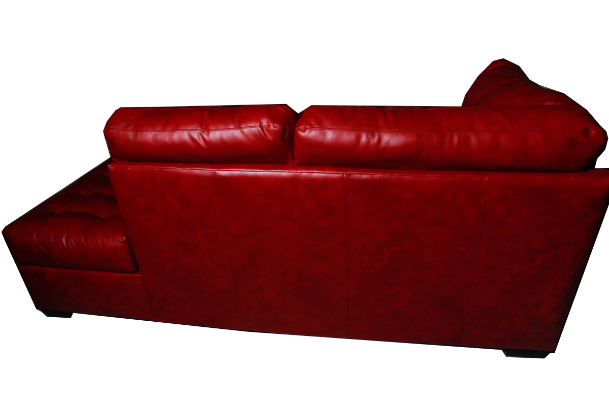 Contemporary Red Faux-Leather Sectional Sleeper Sofa