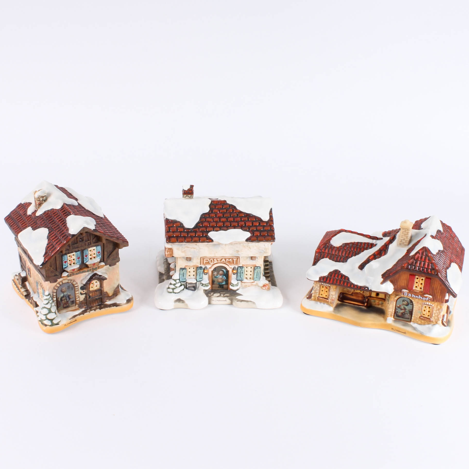 Three Hummel Christmas Village Building Figurines