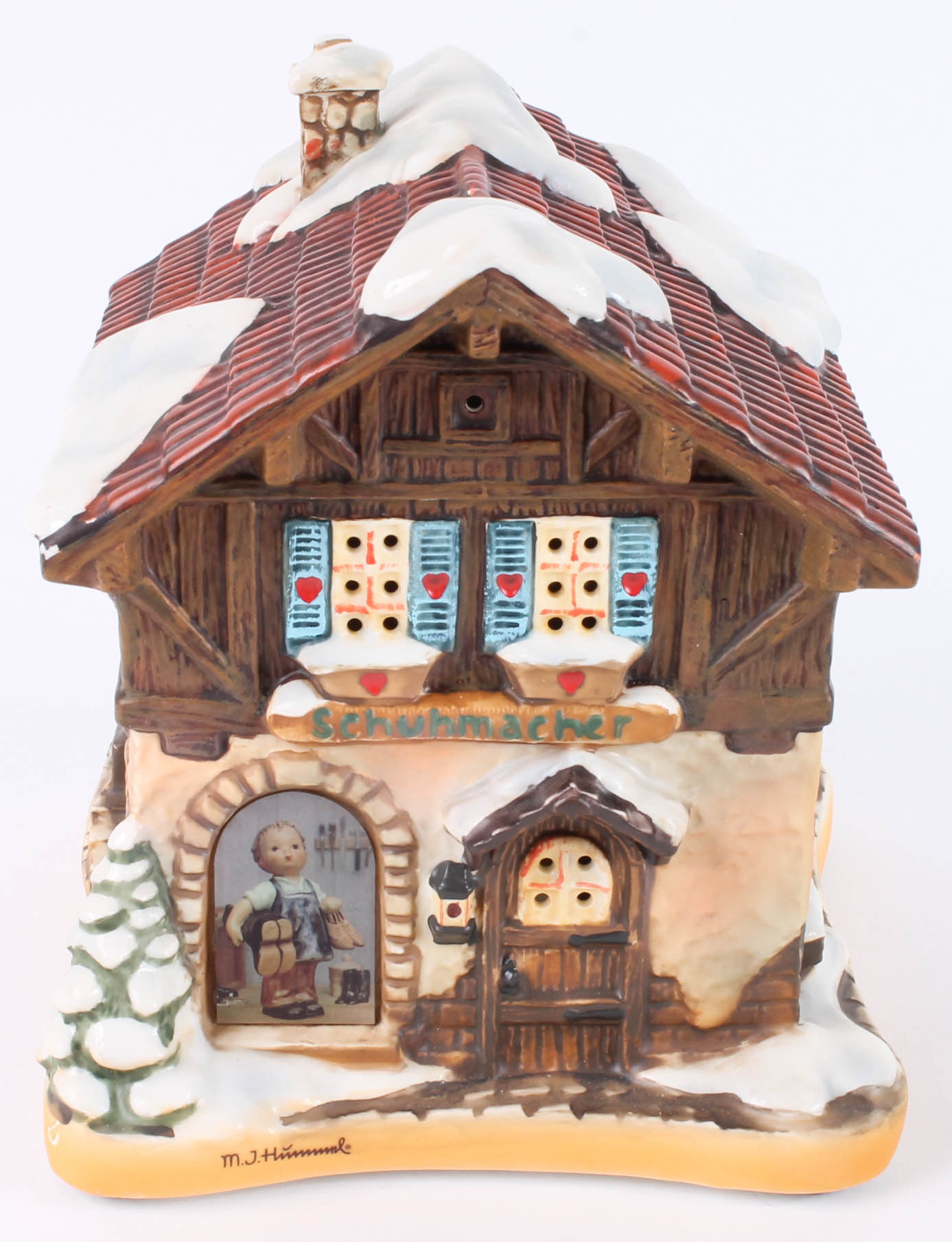 Three Hummel Christmas Village Building Figurines