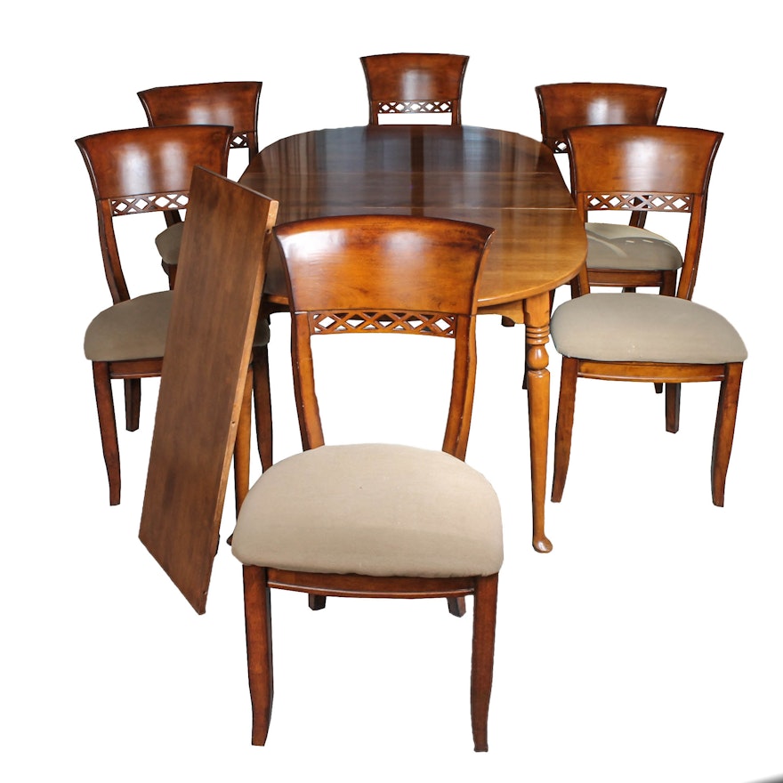 Traditional Maple Dining Table and Six Chairs by Ethan Allen