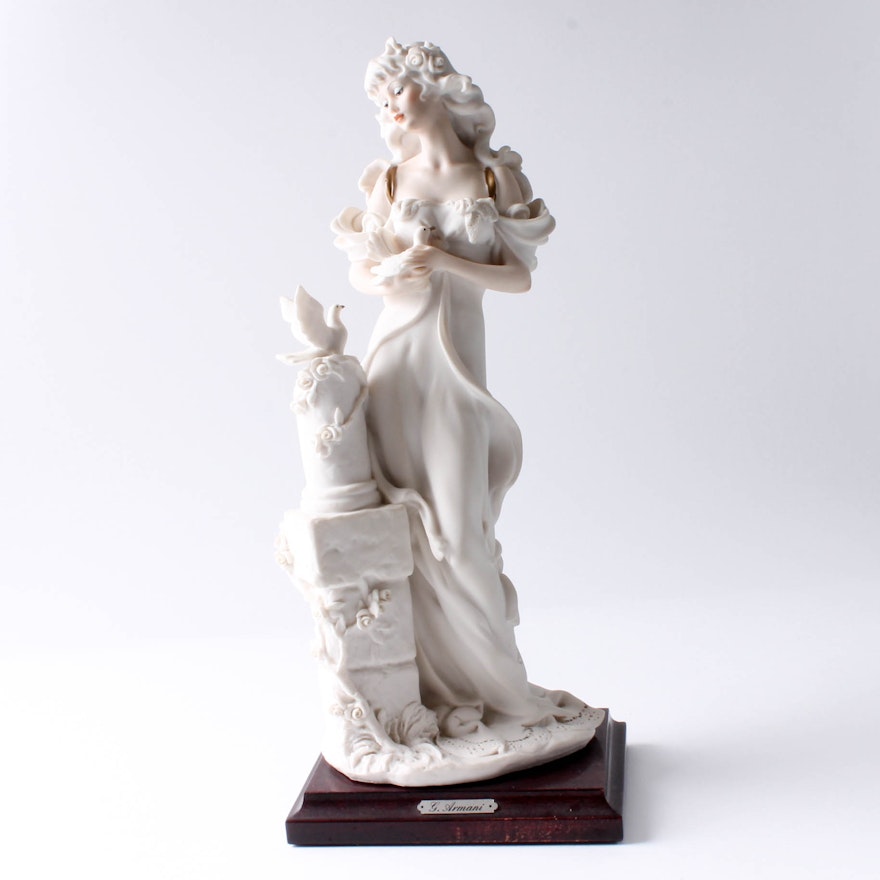 Giuseppe Armani Woman With Doves Capodimonte Florence Figurine