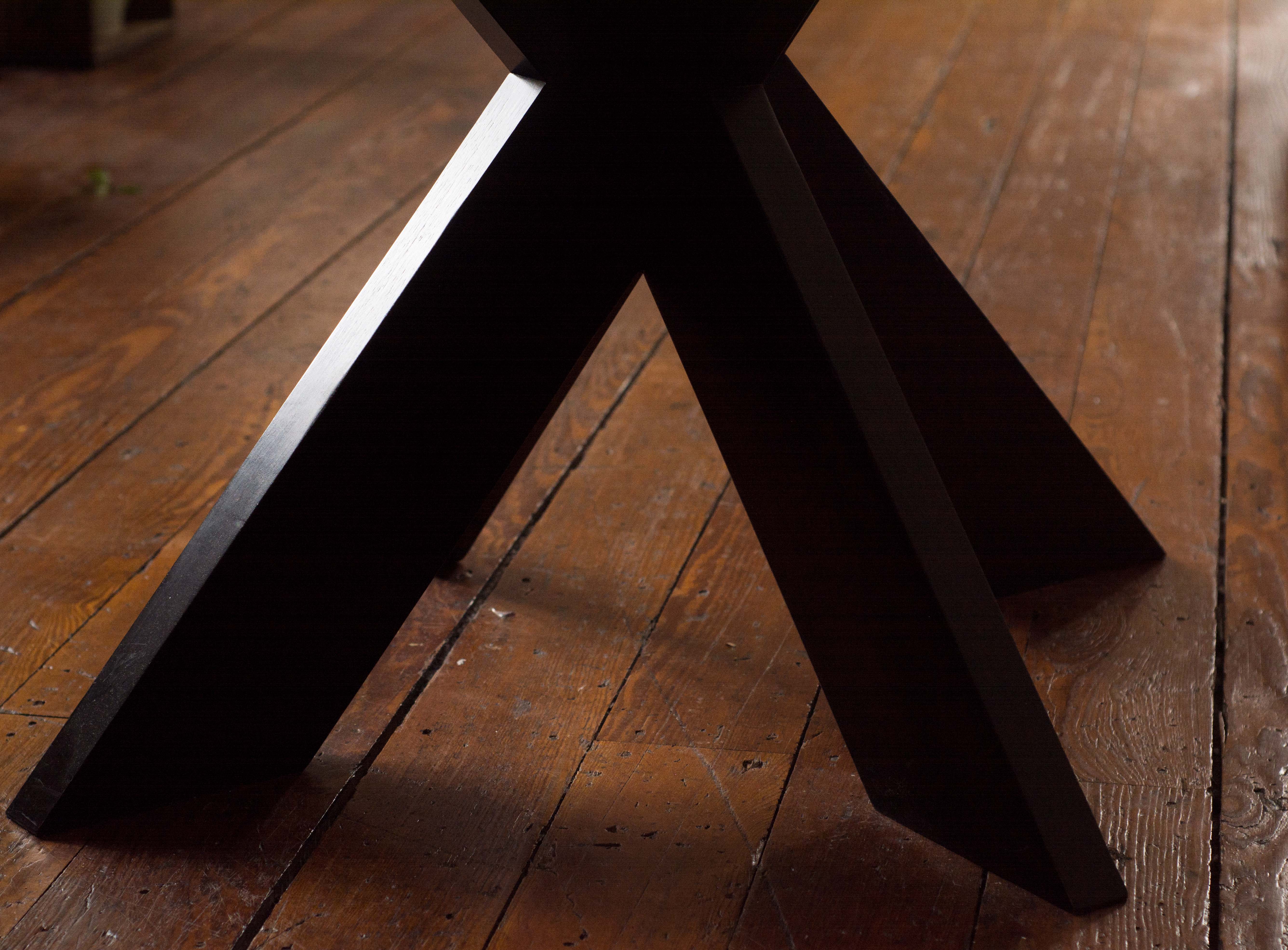 Contemporary X-Base Side Table With Glass Top