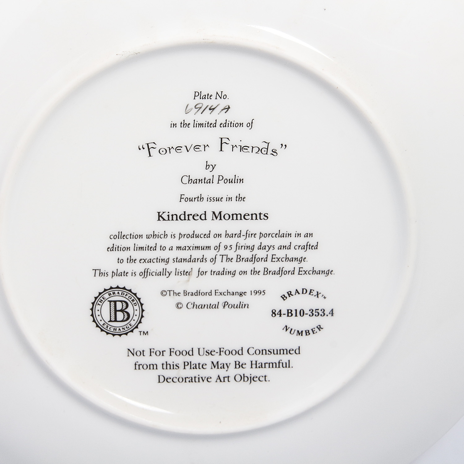 Six Collectible Plates in the "Kindred Moments" Series byChantal Poulin