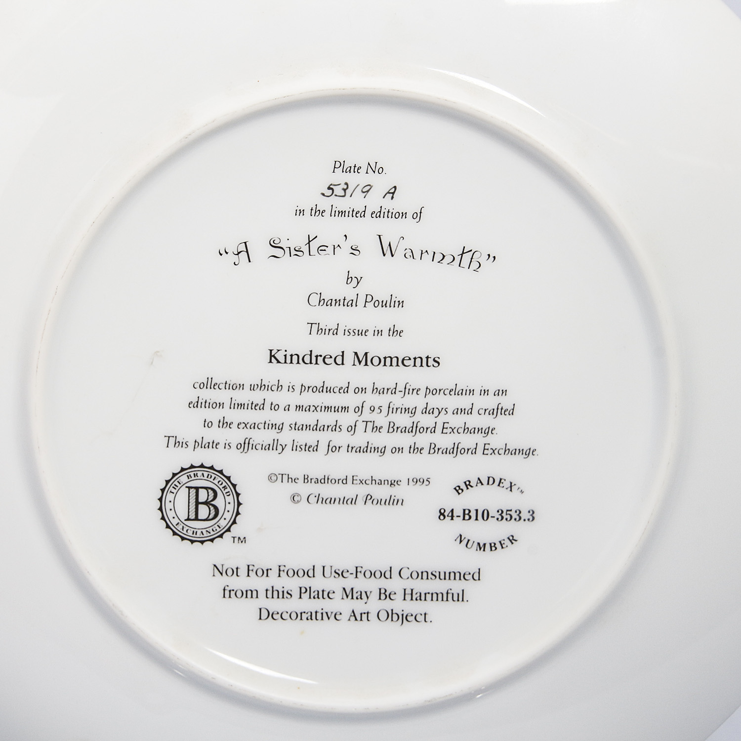 Six Collectible Plates in the "Kindred Moments" Series byChantal Poulin
