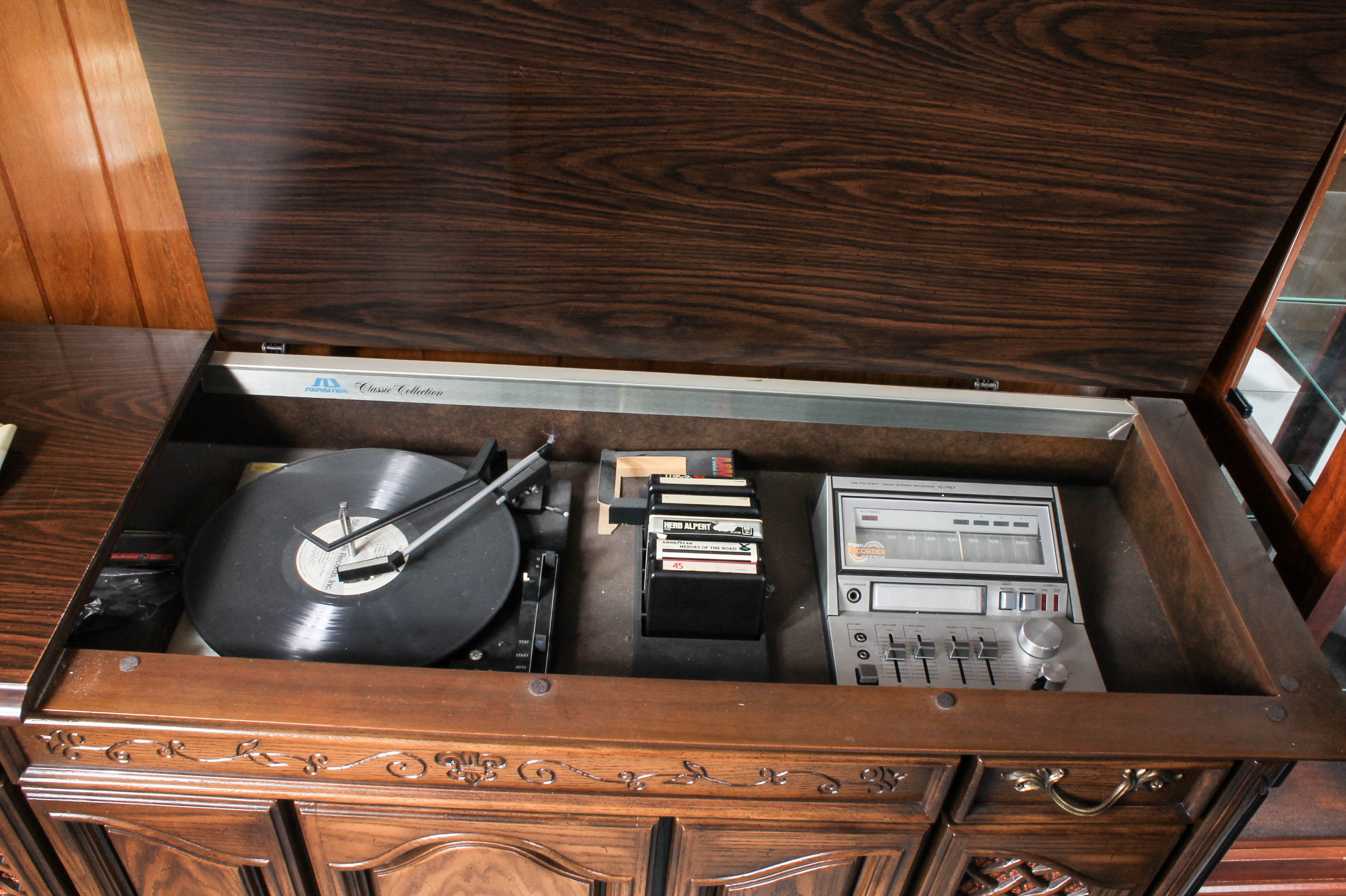 Vintage SoundDesign Stereo Console and 8-Track Tapes