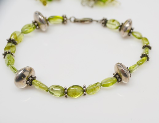 Italian Earrings and Coordinating Sterling and Glass Bead Bracelet