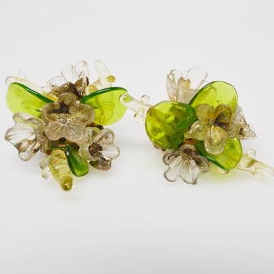 Italian Earrings and Coordinating Sterling and Glass Bead Bracelet