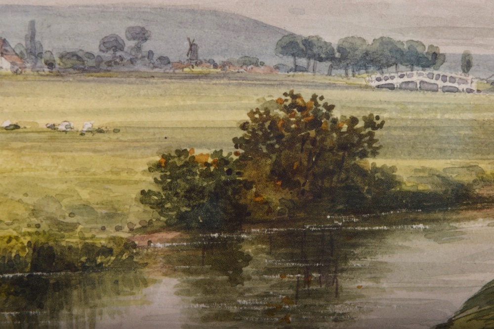 1816 Watercolor "Fishing Along lea River" by George Shepherd