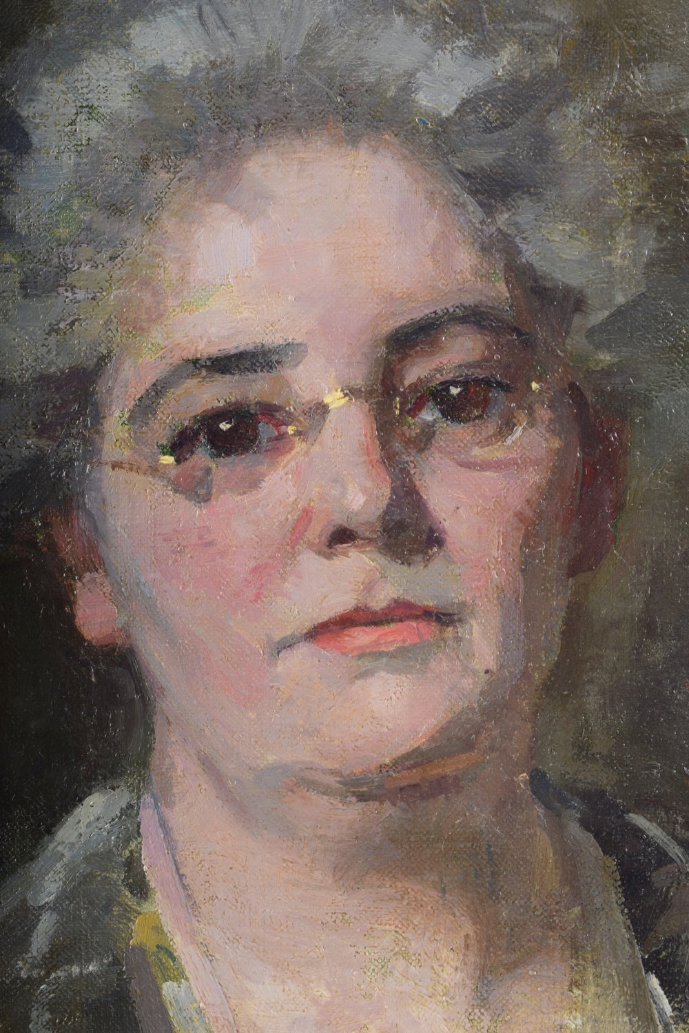 Original Oil Portrait of Gray Haired Woman by Emily B Waite