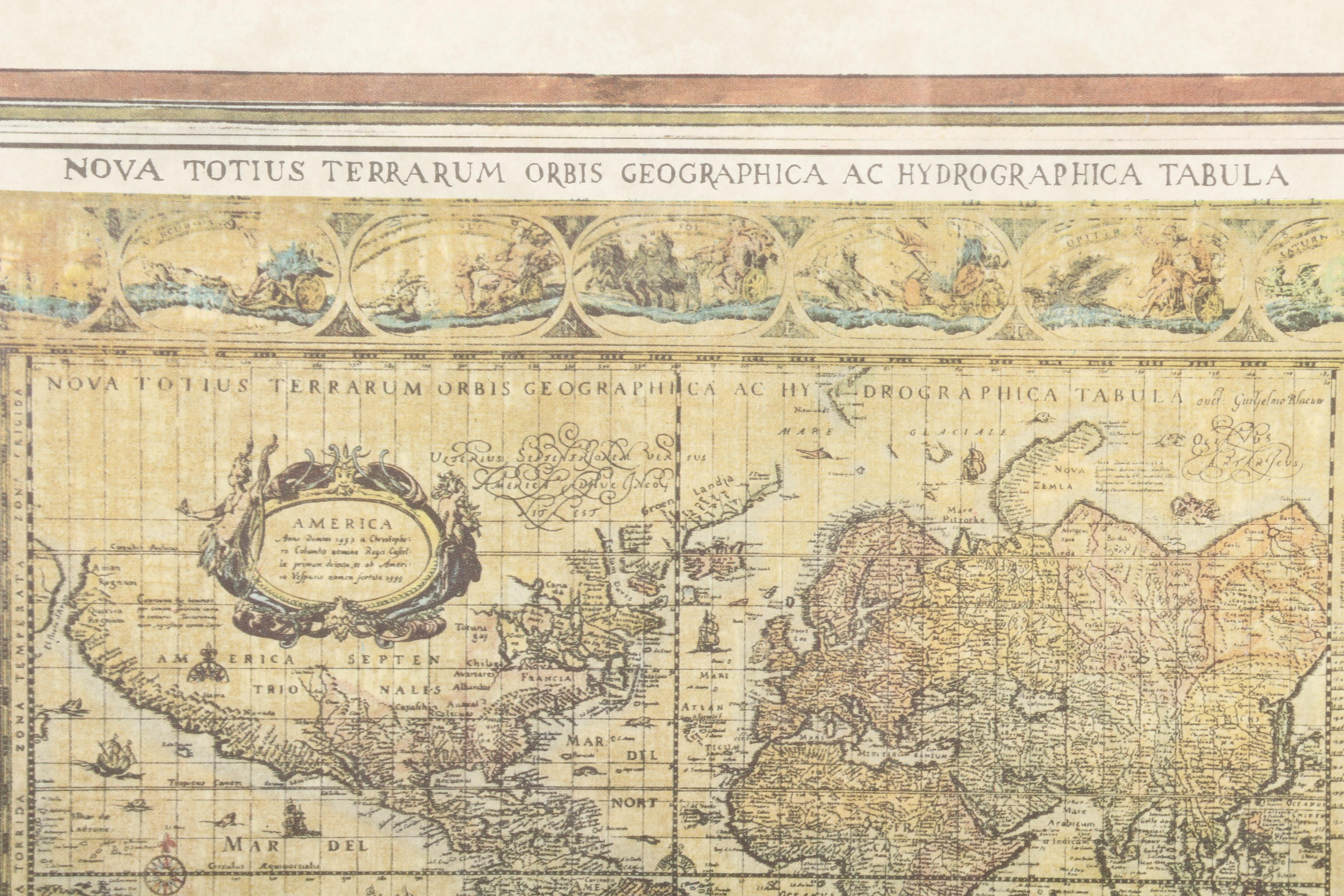 Reproduction Lithograph of Colonial Era World Map