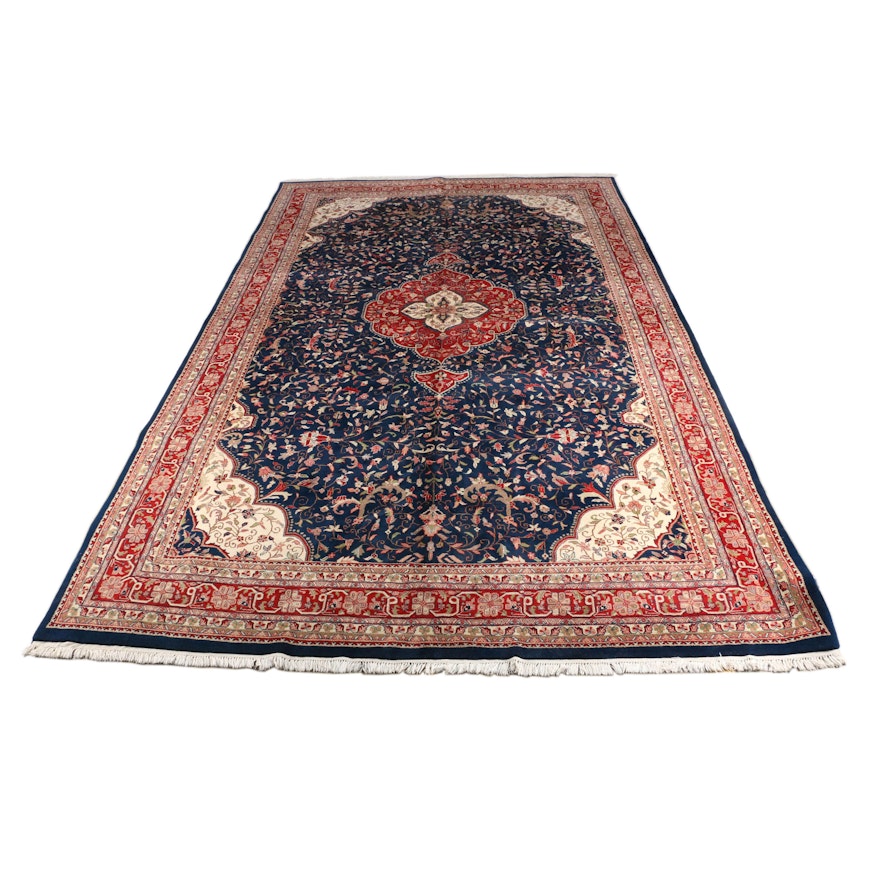 Large Hand-Knotted Indo-Persian "Kashan" Area Rug