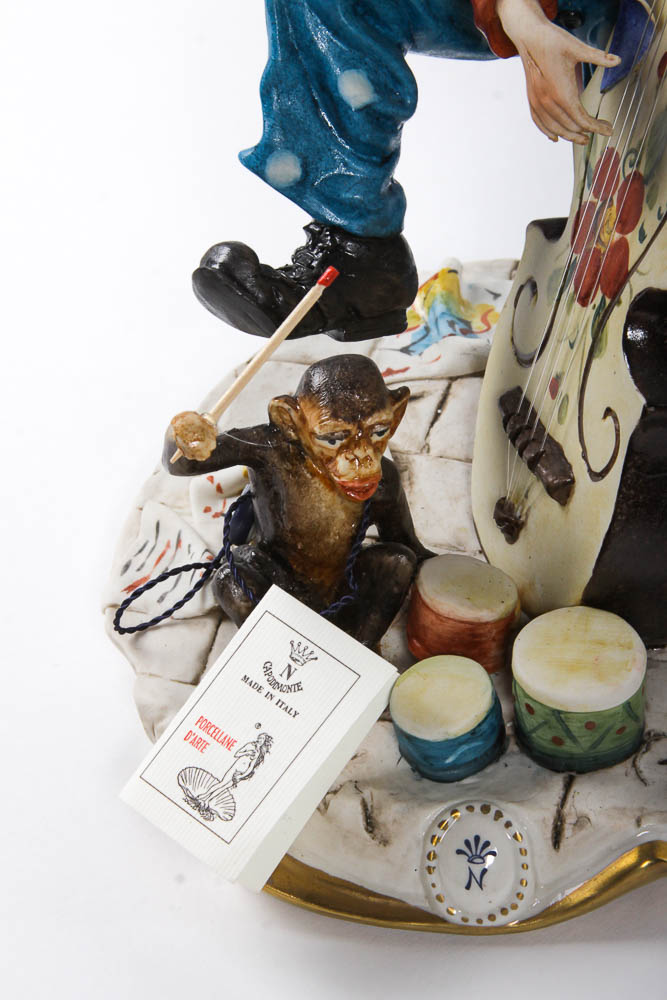 Capodimonte Hand-Painted Porcelain Clown Figurine