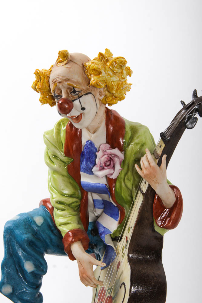 Capodimonte Hand-Painted Porcelain Clown Figurine