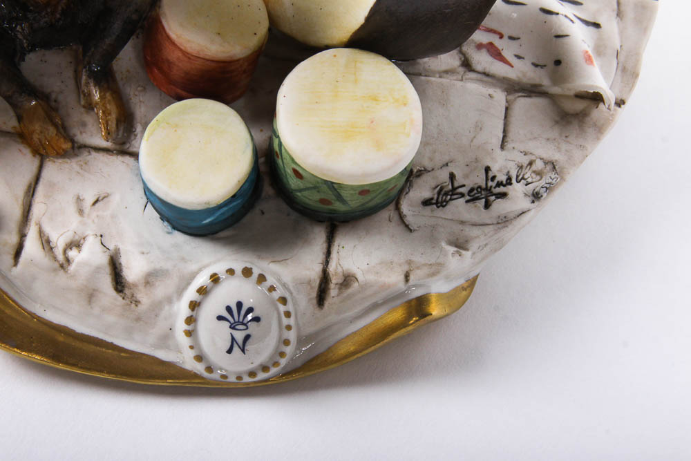 Capodimonte Hand-Painted Porcelain Clown Figurine