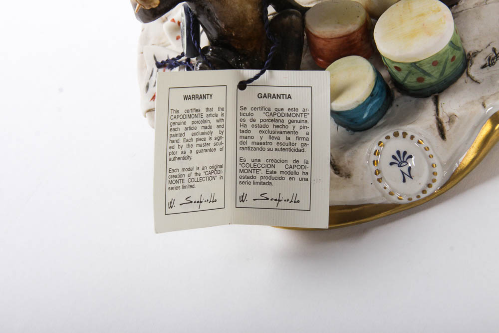 Capodimonte Hand-Painted Porcelain Clown Figurine