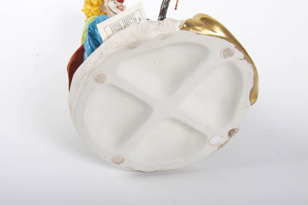 Capodimonte Hand-Painted Porcelain Clown Figurine