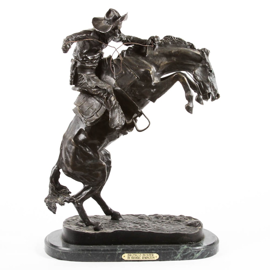 Frederic Remington Reproduction Bronze Sculpture "Bronco Buster"