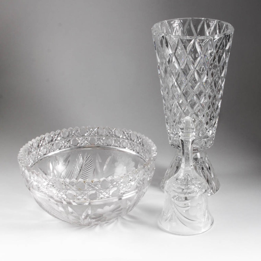 Towle Vase, Glass Bowl and Bell