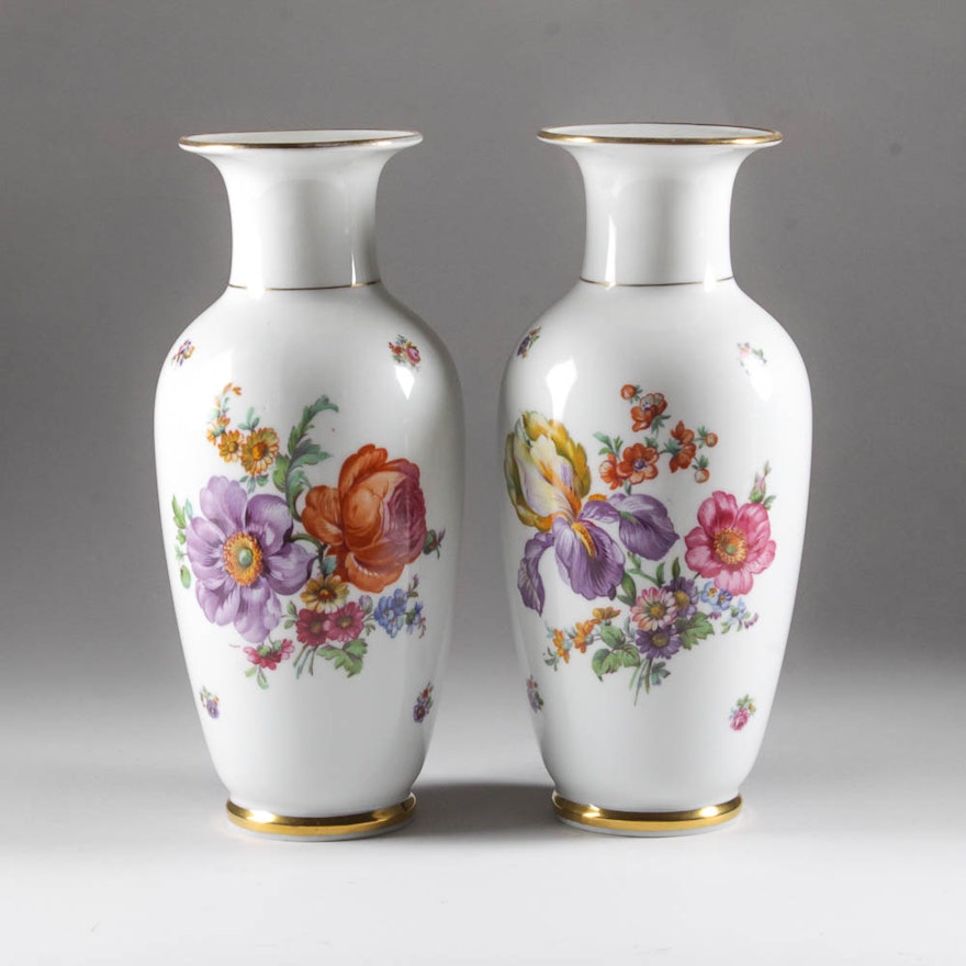 Pair Of Victoria China Vases