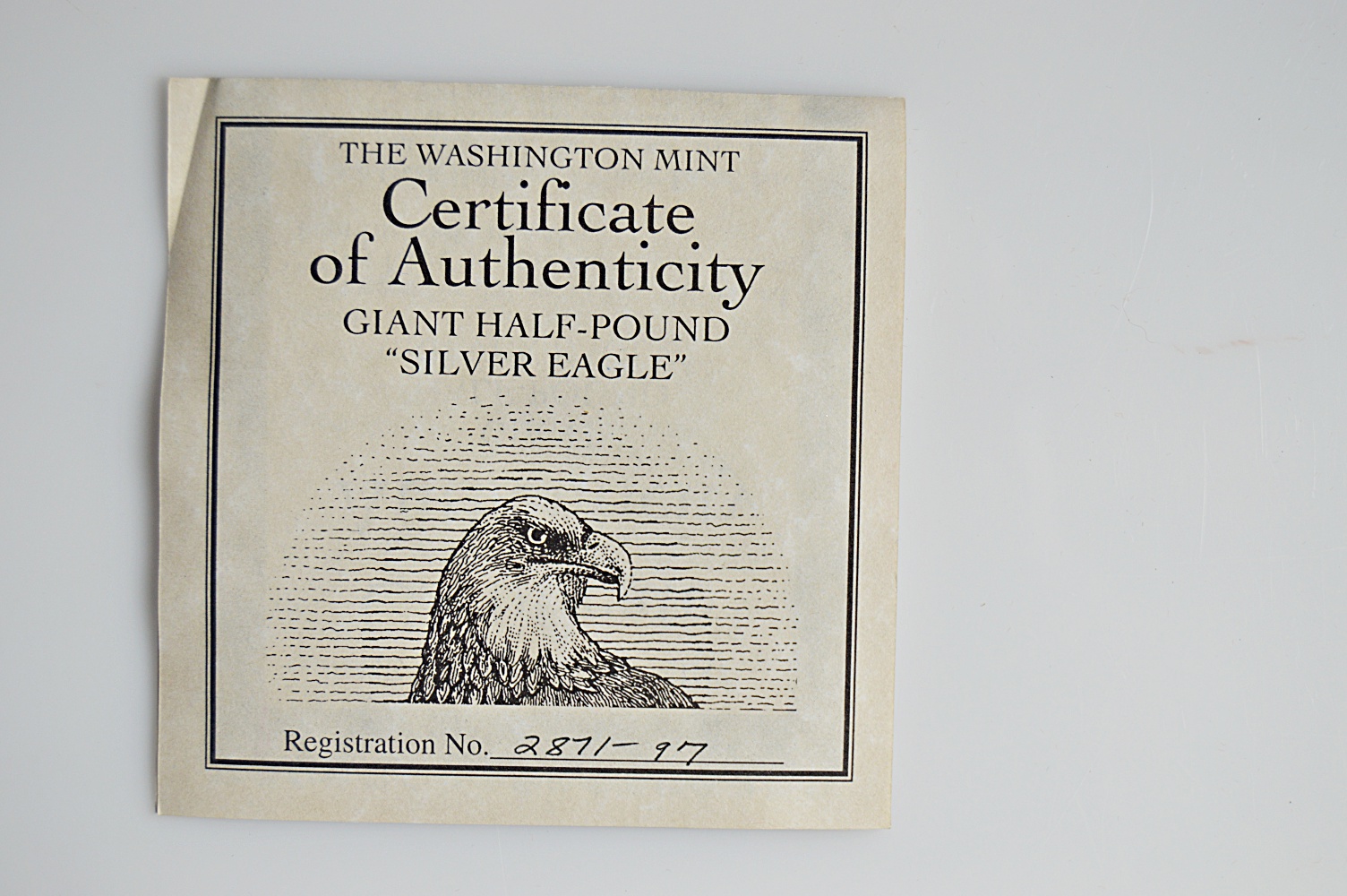 Giant Half-Pound .999 Fine "Silver Eagle"