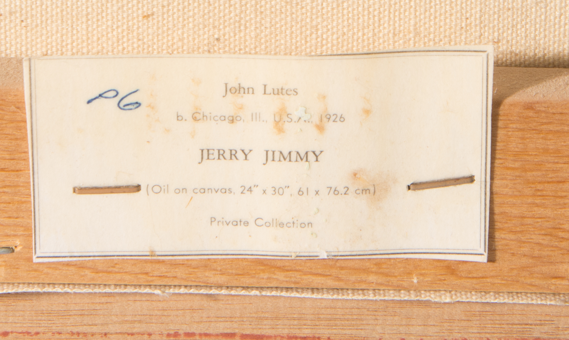 John D. Lutes Oil on Canvas "Jerry Jimmy"